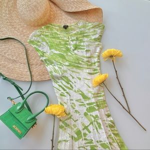 Pleated Crinkle Slip Dress with Lace top